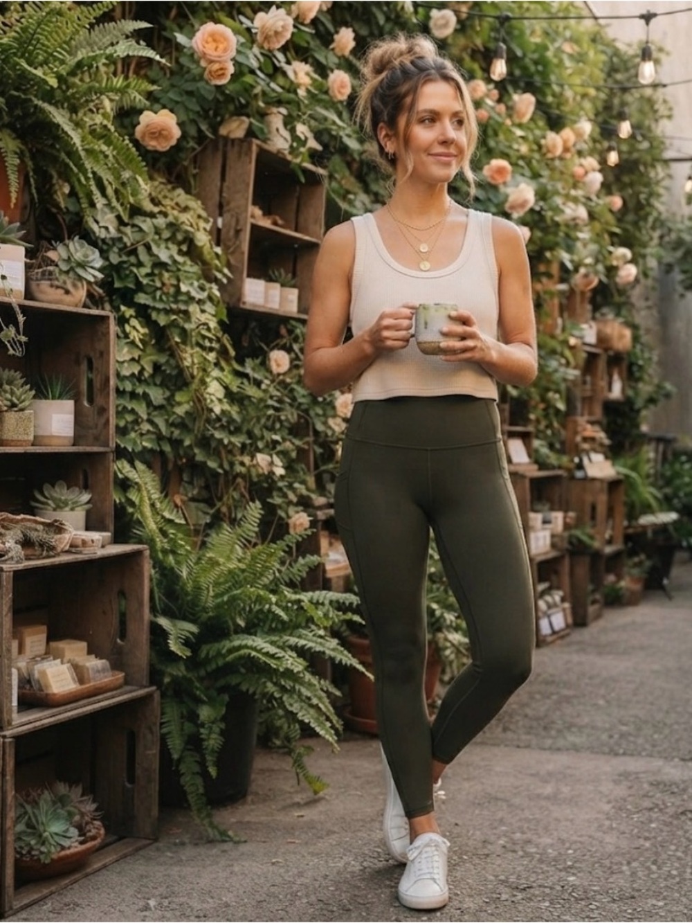 Green leggings with pockets size small